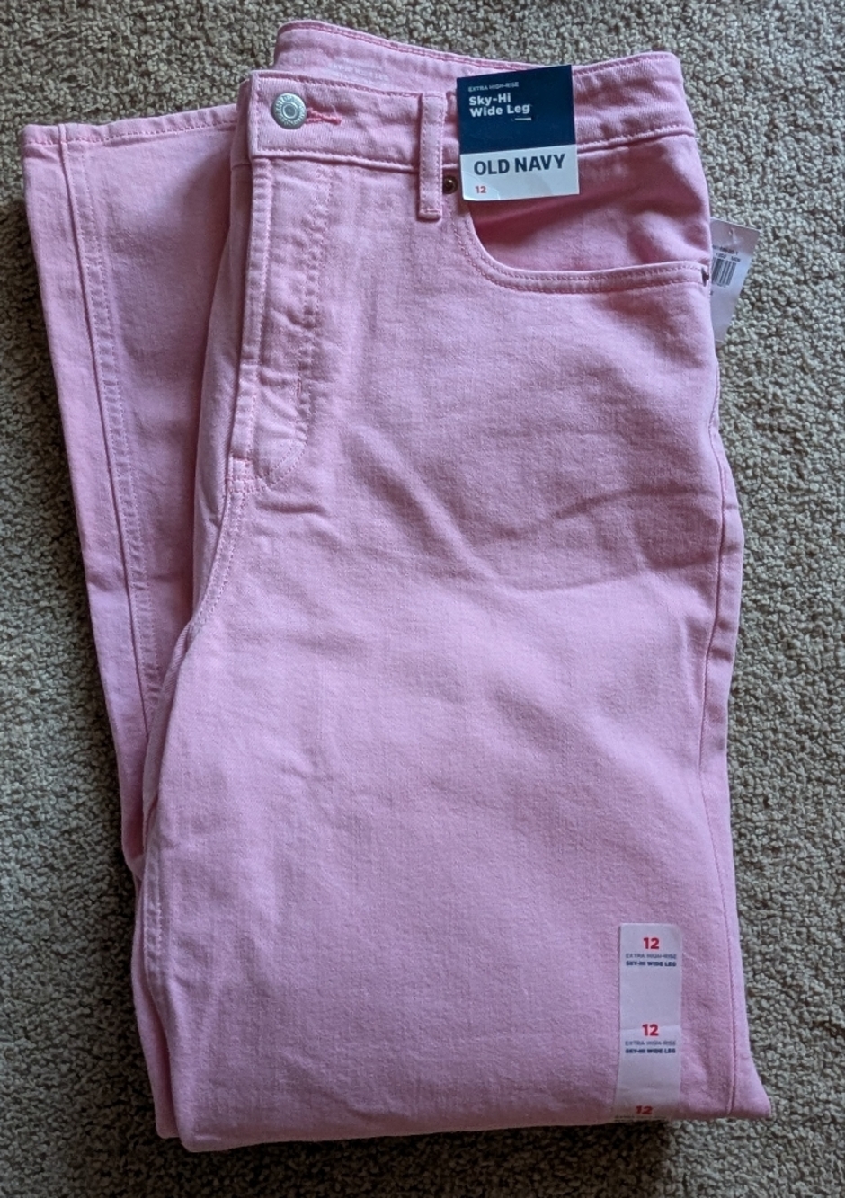 Old Navy High Waisted Wide-Leg Pink Jeans NWT